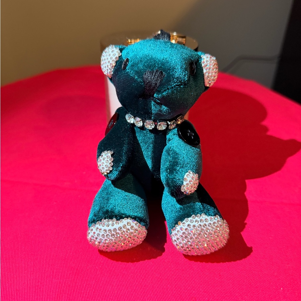 Emerald Velvet Bear w/ Rhinestone Accents (Keychain)